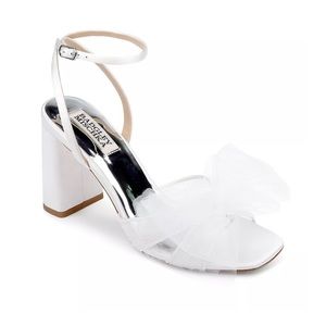 Badgley Mischka Tess Tulle Bow Block Heel